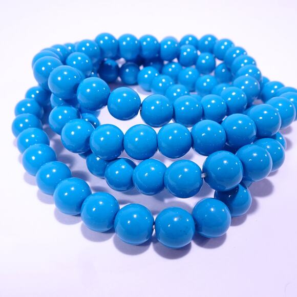 Anthropologie Women's Bright Blue Glass Bead Stackable Bracelet Set NWOT 138 - Picture 5 of 9